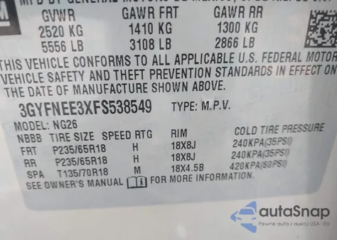 2015 Cadillac Srx Luxury Collection из США, поврежденный, VIN 3GYFNEE3XFS538549